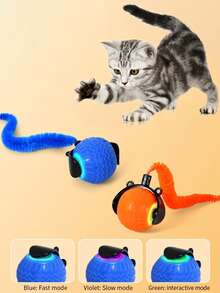 Brinquedo Interativo de Bola Rolante por Gravidade para Animais de Estimação, Brinquedo Elétrico Automático para Gatos, Bola Inteligente para Filhotes de Gato Brincarem e Eliminarem o Tédio, Brinquedo Interativo Elétrico de Pelúcia para Gatos e Cachorros, Bola de Treinamento Inteligente para Gatos com Modo Inteligente de Evitar Obstáculos e Perseguir a Bola, Recarregável, O Estilo e a Cor são Aleatórios