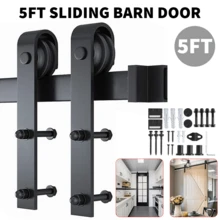 5ft Wooden Door Sliding Door Track System Modern Internal Barn Door Hardware Set Kit - Black - View 7