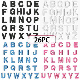 26个迷你字母贴布，可爱迷你，是DIY装饰服装的优质辅助材料，可缝纫和熨烫，充满创意，用于服装、包包、鞋子、帽子装饰