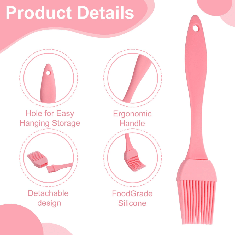 Pincel de silicona para cocinar - Pincel de repostería desmontable para aceite, salsas y adobos - Pincel antiadherente resistente al calor, apto para uso alimentario, para hornear y asar