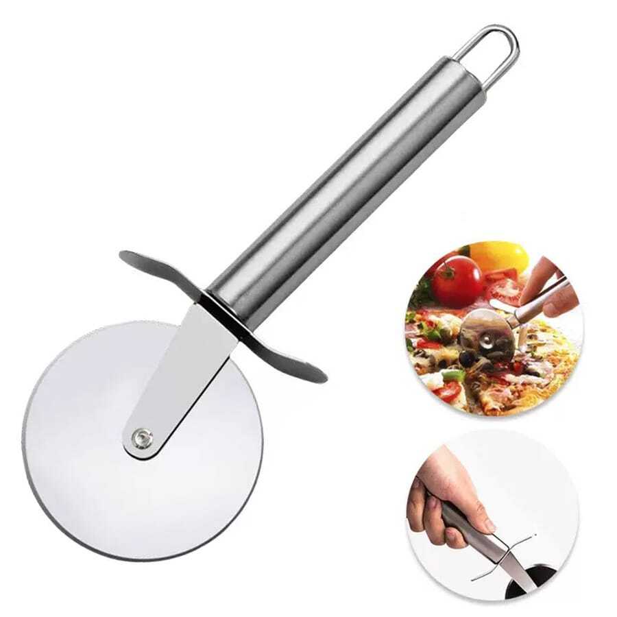 1pc Stainless Steel Pizza Knife, Roller Knife, Roller Knife, Creative Single-Wheel Lace Cutting Surface Roller Pancake Cutter