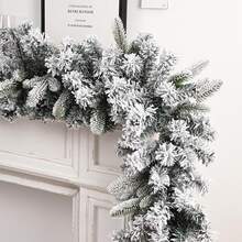 Christmas Garland,9FT Snow Flocked Christmas Garland, Snowy Artificial Christmas Garland, Winter Frosted Holiday Pine Garland White Cedar Garland,White Winter Frosted Holiday Pine Wreath, Flexible PVC Garland For Xmas Tree Stairs Fireplace Mantel, Front Door, Window Decor,Tree Christmas Tree Snow Garland Decor Home Decor Christmas Decorations Room Decor