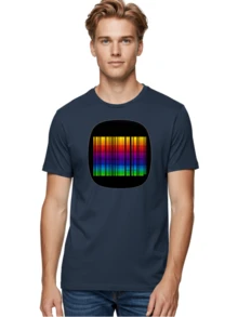 Barcode-Tv-Screen Men's Graphic Tee, 100% Cotton, Comfortable Casual Summer Wear, Machine Washable, Travel Clothes, Barcode, Colorful Gradient, Black Lines, Rainbow Colors, Vibrant Hues, Modern Design, Digital Art, Graphic ElementClothing Salesgraphic T-Shirt, Custom T-Shirt, Funny T-Shirt, Men's T-Shirt, Top, Crew Neck - BAH551