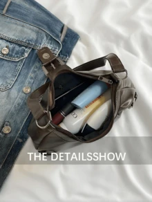 1pc Women Retro Biker Chic Studded Adjustable Strap Crossbody Bag, Large Capacity Soft Gradient Leather Shoulder/Underarm Bag, Suitable For Work, Dating, Parties, Vintage Bag For Women, Halloween Purse Perfect For Fancy Party Halloween Fashion & Gothic Fashion,1pc Women Retro Biker Chic Studded Adjustable Strap Crossbody Bag, Large Capacity Soft Gradient Leather Shoulder/Underarm Bag, Suitable For Work, Dating, Parties, Vintage Bag For Women, Halloween Purse Perfect For Fancy Party Halloween Fashion & Gothic Fashion,Christmas Gifts,Christmas Gifts,Crossbody Bags For Women,Christmas Decorations - 棕色 - 查看 6