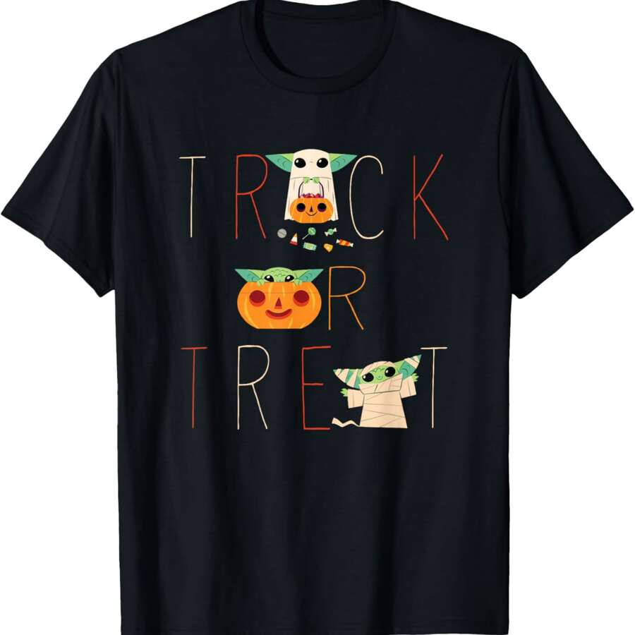 The Mandalorian Grogu Trick Or Treat Halloween T-Shirt - màu đen - Xem 1