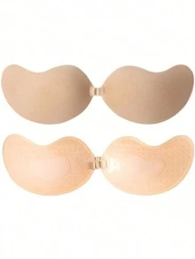 2 对隐形聚拢粘性胸罩女士露背无肩带胸罩无缝自粘硅胶乳头贴婚纱内衣 - 彩色 - 查看 14