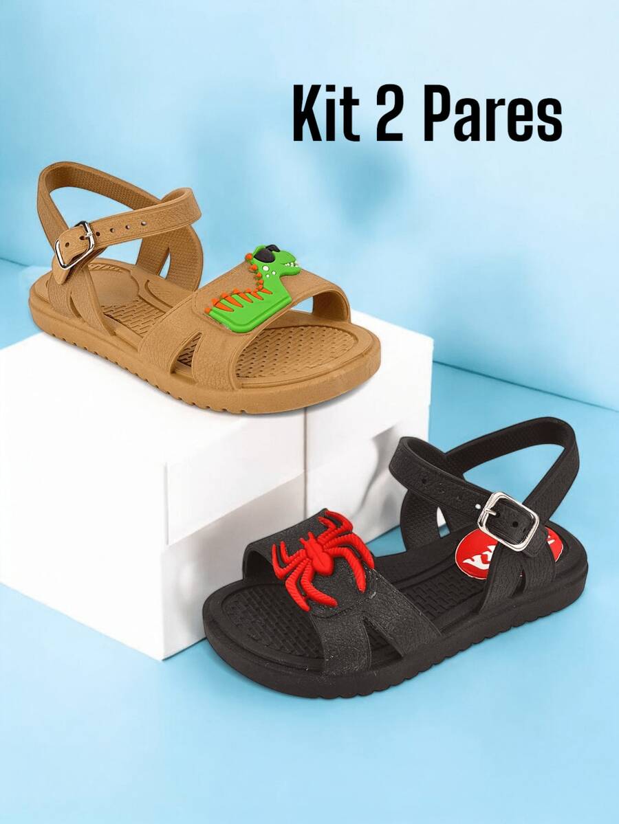 Kit With 2 Pairs Of Comfortable Children's Sandals For Boys - Nhiều màu - Xem 1