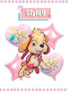 5pcs/Set Paw Patrol Theme Party Foil Balloon Set (Chase/Rubble Characters), Suitable For Birthday Decoration, Christmas Decor, Home Gifts, Christmas Ornaments - Multicolor - View 17