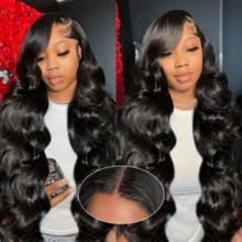 34 Inch Wear And Go Glueless Wigs Human Hair Pre Plucked Pre Cut 6x4 HD Human Hair Lace Wig Ready To Wear Body Wave Lace Front Wigs Human Hair For Women Beginners Friendly Natural Color - Natural Black - Xem 2