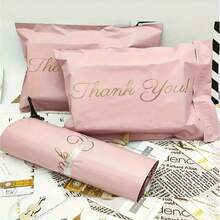 5/10/100 Pieces Pink "Thank You" Waterproof Mailing Bags - For Gifts, Shoes And Party Favors | Plastic Bags For Small Business And Special Occasions