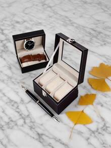 Hochwertige Leder Uhrenbox mit großer Kapazität, Schmuckaufbewahrung, mechanische Uhrenvitrine mit Schloss, Großraum Aufbewahrungsbox für Zuhause