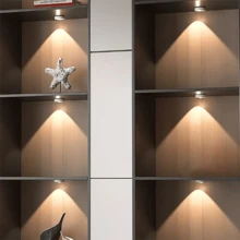 1/3/6pcs LED Rechargeable Small Spotlight, Human Body Sensing Night Light, Ambient Light And Shadow Light, Three Color Dimming/Magnetic Installation/Remote Control And Human Body Sensing/Sensing Mode Or Full Light Mode Can Be Freely Switched, Suitable For Display Cabinets/Wardrobes/Cabinets, Etc. (250mAh)