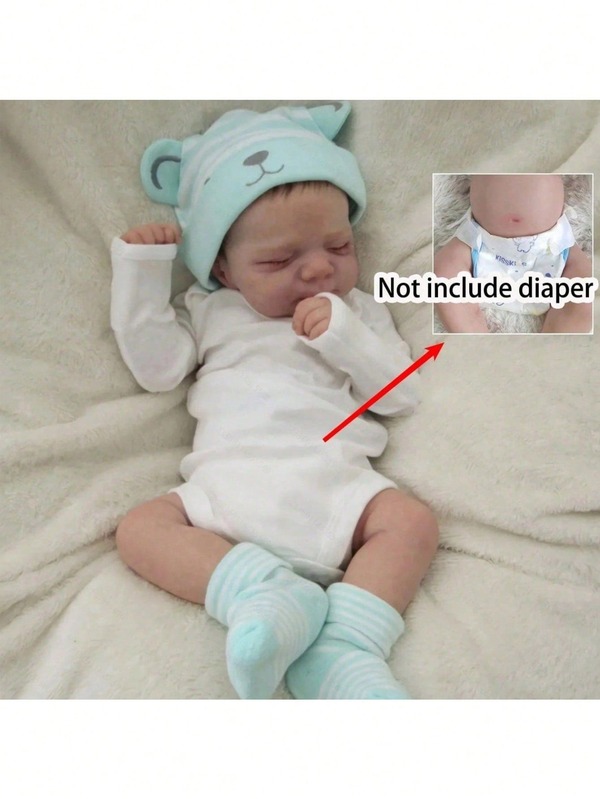 48cm 19 Zoll Ganzkörper Soft Vinyl Reborn Baby Puppe mit 3D-Malerei Haut und sichtbaren Adern wie echtes schlafendes Neugeborenes Bade Spielzeug für Kinder Geburtstagsgeschenk (Puppengeschlecht ist zufällig)