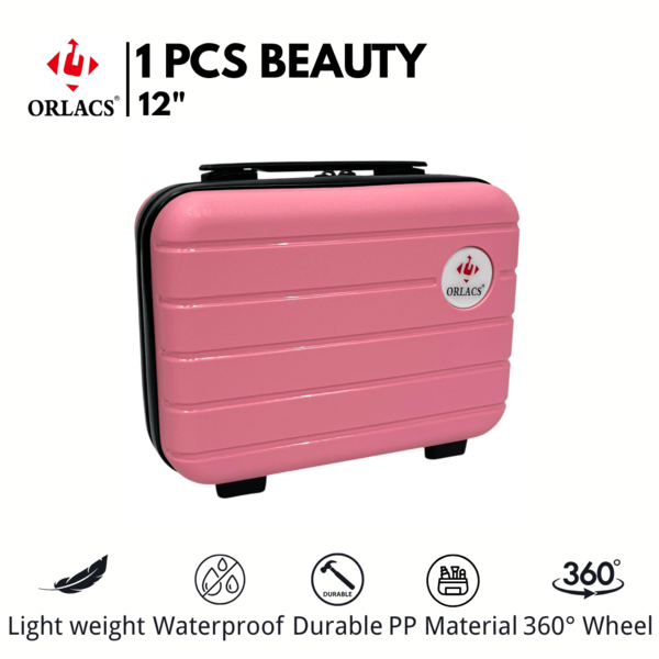 Estuche de belleza ORLACS, de 12 pulgadas, de una sola pieza, de material rígido de PP, ligero, con gran capacidad de almacenamiento, duradero, resistente al agua, al desgaste y a los arañazos, marca europea, diseño europeo, artículo de primera calidad, para maquillaje en el carrito, adecuado para cosméticos y medicamentos, disponible en varios colores