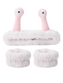 1 Face Washing Headband/2 Face Washing Wrist Straps/3 Set Of Hydrotherapy Headbands, Makeup Headbands, Face Washing Headbands, Skincare Headbands, Pink Velvet Fluffy Sponge Headbands, Bows, Bubbles, Hydrotherapy Headbands, Wristbands, Set Of Women's And Girls' Hair Accessories - Multicolor - View 11