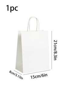 20 pezzi Sacchetti di carta kraft pura bianca, sacchetti della spesa in carta kraft, sacchetti regalo in carta kraft, sacchetti regalo per compleanni, sacchetti con manici, adatti per piccole imprese, shopping, al dettaglio, feste, merci, regali (sacchetti regalo stagionali per Natale, Ognissanti, Ritorno a Scuola) - Bianco - Visualizzare 7