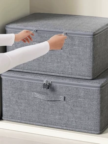 1件防尘灰色折叠收纳透气防尘储物盒大容量衣柜收纳盒带盖可容纳衣服袜子连衣裙毛毯内衣文胸可折叠衣柜收纳盒衣物分类整理器适用于居家卧室更衣室出差学校宿舍酒店打包必需品 - 彩色 - 查看 10