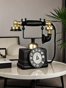 1pc Classic Retro Decorative Telephone, Nostalgic Antique Landline Phone, Home/Office Decor, Photography Prop, Unique Gift For Valentine's Day, Thanksgiving, Housewarming - Black - View 13
