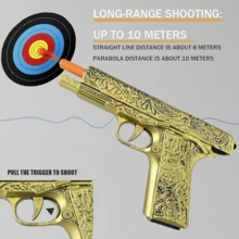 Soft Bullet Gun Toy Pistol With 100 Bullets, 12 Shells, And 2 Magazines New Toy Gun Pistol Hollow Hanging Machine, Outdoor Sports Shooting Game - Vàng - Xem 2