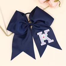 1pc Letter Print Big Bow Hair Scrunchie, 26 Letters A-Z Embroidered Polyester Girly Hair Accessory, Student Initial Letter Hair Tie - Multicolor - View 33