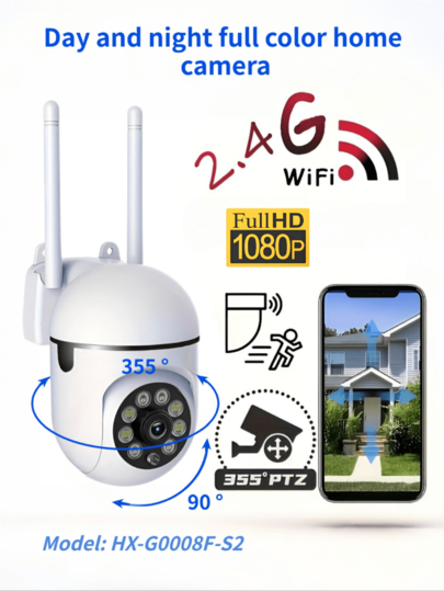 closeli 1pc Indoor/Outdoor Home Security Camera, 8-Light Bulb Camera, 1080P HD, Night Vision, Remote Mobile Viewing, 360° Full View, Suitable For Family Protection, Pet Monitoring, Home Surveillance, With Motion Detection, Two-Way Audio, Siren Alarm, TF Card Storage, WiFi Connection For Mobile & PC