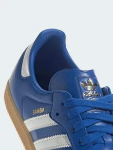 Adidas Originals Adidas Samba OG Premium Sneakers, Timeless Retro Trainers In Fall Tones, Leather & Suede Construction, Low-Top Casual Sneaker For Outdoor, Sports, Sambas For School And Work, Daily Shoes For Skate Outfit - 藍色 / 雲白色 / 膠白色 - 查看 4