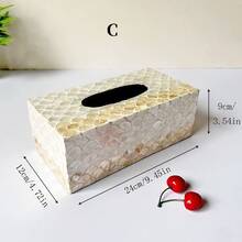 1 pièce Boîte à mouchoirs incrustée de coquillages naturels dorés, style de luxe pour le salon, la salle à manger, porte-serviettes de bureau minimaliste. Convient pour les restaurants, la maison, la chambre, le salon, la salle de bain, le Nouvel An, Halloween, cadeau de Noël