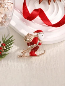 1 件卡通圣诞系列金属胸针，圣诞老人、圣诞树、圣诞帽、驯鹿、圣诞礼盒形状，可自由组合，增添节日气氛，理想的派对礼物，送给朋友和家人的完美礼物