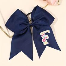 1pc Letter Print Big Bow Hair Scrunchie, 26 Letters A-Z Embroidered Polyester Girly Hair Accessory, Student Initial Letter Hair Tie - Multicolor - View 15