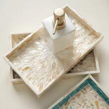 1pc INS - Style Shell - Inlaid Decorative Tray, Colorful Patchwork Square Shape, Hand - Inlaid. Suitable For Decorating Living Room Coffee Tables, Dining Room Dining Tables And Daily Clutter Storage. It Can Also Be Used As A Holiday Gift And For Party Dining Table Decoration. - Nhiều màu - Xem 7