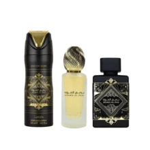 Lattafa Bade'e Al Oud 3 cái (Xịt EDP 3,4oz + Xịt dưỡng tóc 1,7oz + Xịt toàn thân 6,7oz) Hương thơm Nước hoa Sinh nhật Tiệc tốt nghiệp Du lịch Cắm trại Ngoài trời Trường học Chuyến đi khuôn viên trường Lễ hội Mùa hè Mùa thu Mùa thu Helloween SummerSelections Những thứ không thể thiếu trong mùa hè Quà tặng cổ điển mùa hè Charm Vibe Sử dụng hàng ngày - nhiều mùi hương - Xem 2