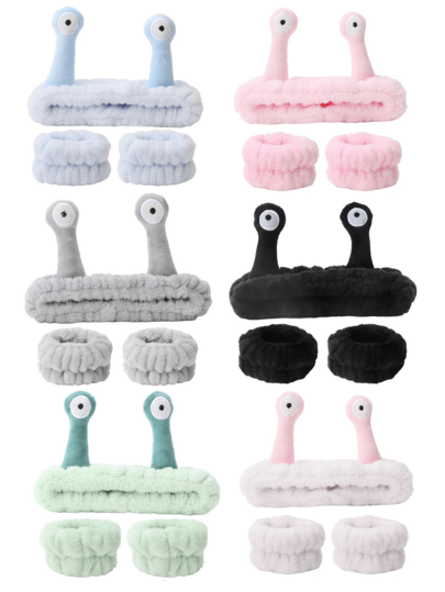 1pc Face Wash Headband/2pcs Face Wash Wristbands/3sets Spa Headbands, Makeup Headbands, Face Wash Headbands, Skincare Headbands, Pink Plush Plush Sponge Headbands, Bow, Bubble, Spa Headbands, Wristbands