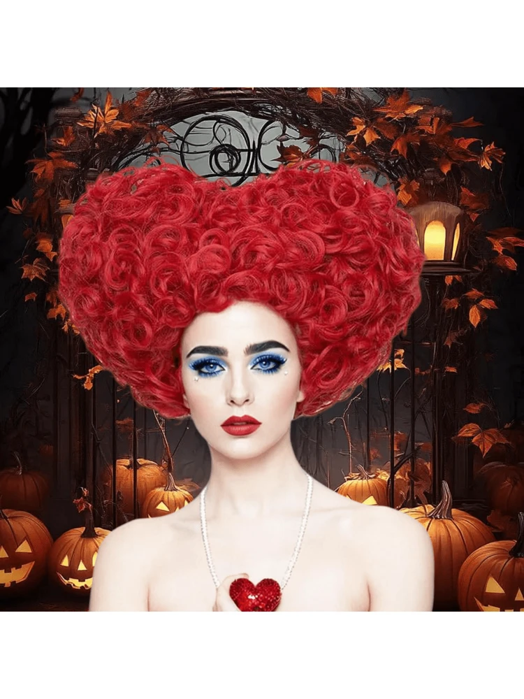 Synthetic Hair Heart Bun Beehive Wig Short Curly Red Cosplay Wig For Halloween Costume Party Props Glueless Heat Resistant Fiber Hair High Density Natural Looking Braided Wig Women Fancy Dress Up Wig Queen Role Play Wig Anime Comic Cartoon Movie Cosplay Wig For Holiday Gifts For Birthday