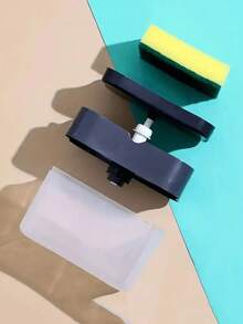 1pc Creative Kitchen Dishwashing Liquid Dispenser, Household Kitchen Storage, Battery-Free, Transparent & Black Color Matching Design, Space-Saving, Easy To Use - Black - View 12