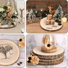 4 pezzi Fette di legno naturale, dischi di legno tondi grandi per artigianato, da dipingere a mano, per centrotavola, arti e mestieri, progetti fai-da-te, accessori per la pittura, omaggi per feste, decorazioni natalizie e decorazioni per la casa