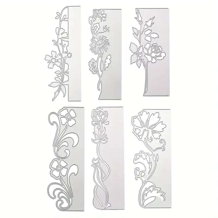 6pcs Metal Flower Cutting Dies, Carbon Steel Cutting Molds For DIY Paper Card Crafts, Scrapbooking, Greeting Cards, Home Decor Projects