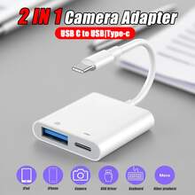 Adaptador multifuncional 2 em 1, conversor de transferência rápida de dados tipo C para USB/tipo C, compatível com iPhone 16/16 Pro/16 Pro Max/16 Plus/15/15 Pro/15Pro Max/iPad Mini6/iPad Air4/iPad Pro,