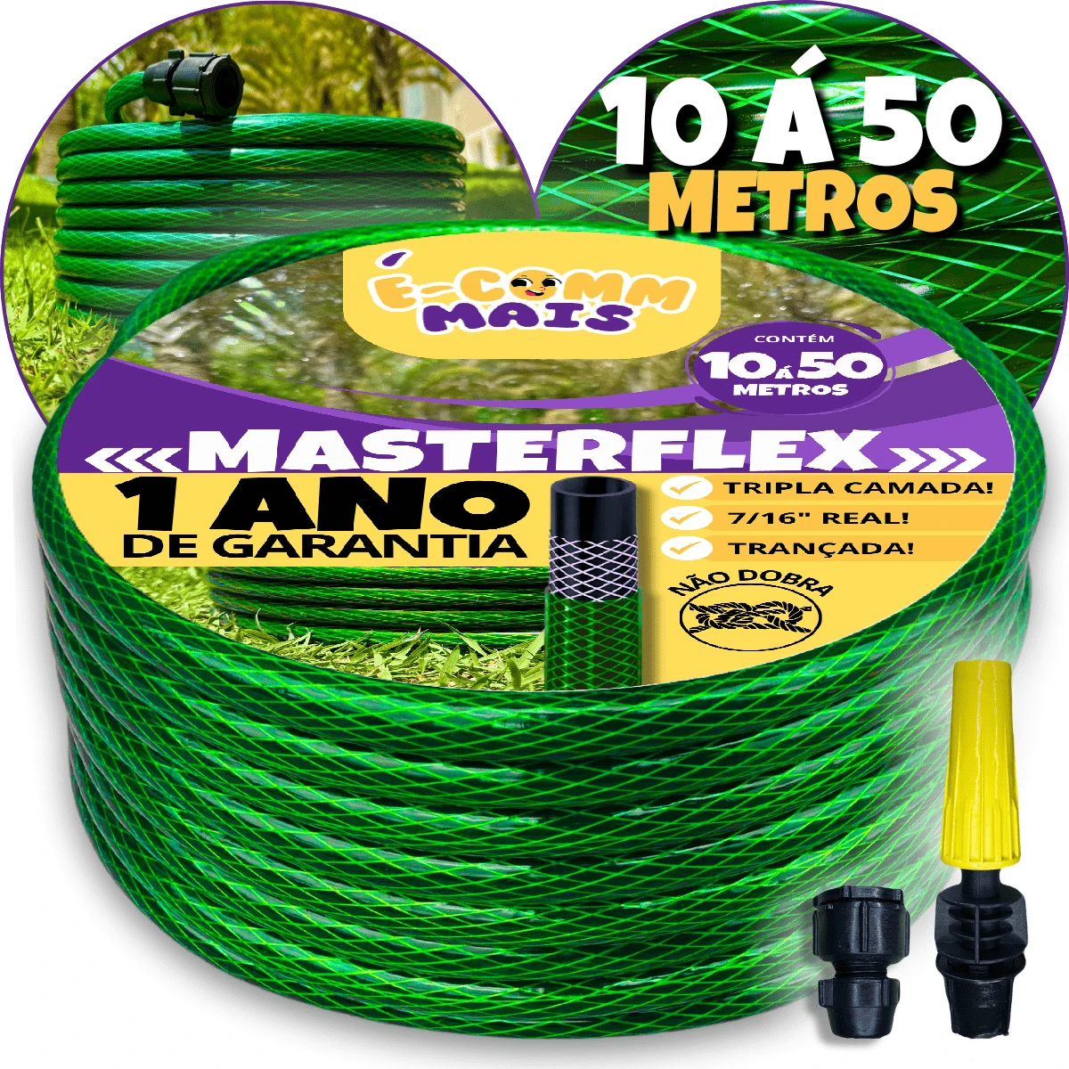 Braided Garden Hose 10 To 50m Meters Reinforced Does Not Kink - 綠色 - 查看 1