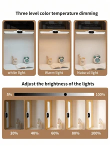 1 pezzo Lampada da scrivania creativa LED cool con display dell'ora, lampada da tavolo ricaricabile per la cura degli occhi per lettura e scrittura degli studenti, lampada da parete per camera da letto, luce per specchio armadio, lampada da comodino portatile per dormitorio