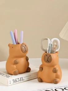1pc Capybara Pen Holder Cute Cartoon Capybara Office Desktop Ornament Personalized Creative Fun Makeup Pen Storage Holder Multifunctional Stationery Storage Pencil Ballpoint Pen, Student Stationery Room Decor Home Decor Decor Ornaments Home Miniature Things
