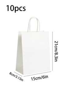 20 pezzi Sacchetti di carta kraft pura bianca, sacchetti della spesa in carta kraft, sacchetti regalo in carta kraft, sacchetti regalo per compleanni, sacchetti con manici, adatti per piccole imprese, shopping, al dettaglio, feste, merci, regali (sacchetti regalo stagionali per Natale, Ognissanti, Ritorno a Scuola) - Bianco - Visualizzare 8