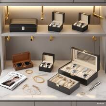 Hochwertige Leder Uhrenbox mit großer Kapazität, Schmuckaufbewahrung, mechanische Uhrenvitrine mit Schloss, Großraum Aufbewahrungsbox für Zuhause