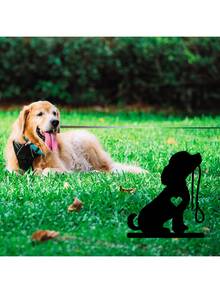 HELLOYOUNG 1件装智能狗狗花园铁艺剪影金属庭院标牌庭院艺术花园户外装饰创意宠物纪念插牌，适用于花园、花园装饰、节日必备，采用百年烤漆工艺，优质材料，易于安装