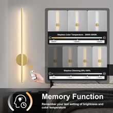 1 قطعة إضاءة حائط ذهبية بلمبات LED مع بطارية وريموت كنترول، قابلة للتعتيم، لمبة حائط لاسلكية، مناسبة للغرف المعيشة والنوم والممرات والفنادق وديكور المنزل