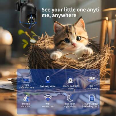 closeli 1 件室内/室外家庭安全摄像头，8 灯泡摄像头，1080P 高清，夜视，远程移动观看，360° 全景，适用于家庭保护、宠物监控、家庭监控，具有运动检测、双向音频、警报器、TF 卡存储、用于移动和 PC 的 WiFi 连接