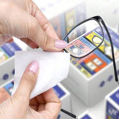 100pcs Eyeglasses Cleaning Wipes, Lens Cleaning Wet Tissues, Glasses/Sunglasses Lens Wet Wipes, Screen Cleaning Wet Wipes, Individually Packaged Lens Cleaning Wet Tissues