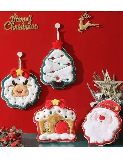 2 piezas/1 pieza Toallas de mano navideñas, toallas de mano colgantes lindas, toallas de coral polar para el hogar, toallas de mano con árbol de Navidad, paños de limpieza para cocina y baño, decoración colgante bordada para fiestas navideñas, juego de 4 piezas navideñas, toalla de mano linda con Papá Noel, toalla de mano linda con árbol de Navidad, toalla de mano linda con casa de Navidad, toalla de mano linda con reno de Navidad, decoraciones navideñas, decoración de invierno para la habitación