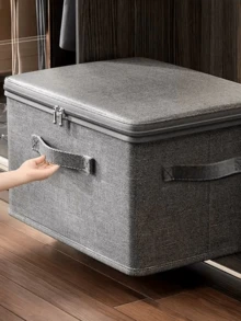 1件防尘灰色折叠收纳透气防尘储物盒大容量衣柜收纳盒带盖可容纳衣服袜子连衣裙毛毯内衣文胸可折叠衣柜收纳盒衣物分类整理器适用于居家卧室更衣室出差学校宿舍酒店打包必需品 - 彩色 - 查看 7