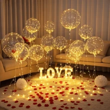 10/20 Pack LED Balloons, 24 Inches Light Up Balloons, Clear Helium Bobo Balloons, Glow Bubble With String Lights For Valentines Day, Halloween, Christmas, Wedding, Birthday Party Decoration - 彩色 - 查看 3