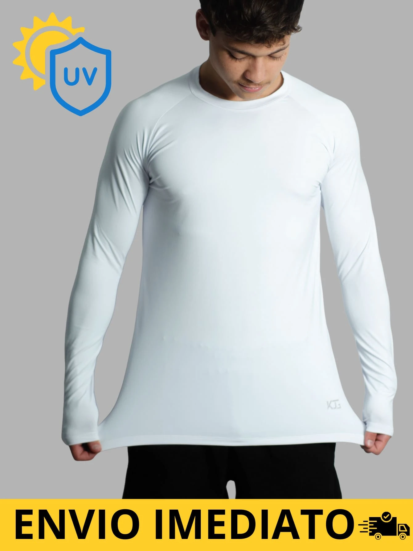 Men's Second Skin Thermal Polyamide Long Sleeve Anti-Odor UV50+ Protection Raglan Gym Training Running T-Shirt - 白色 - 查看 1